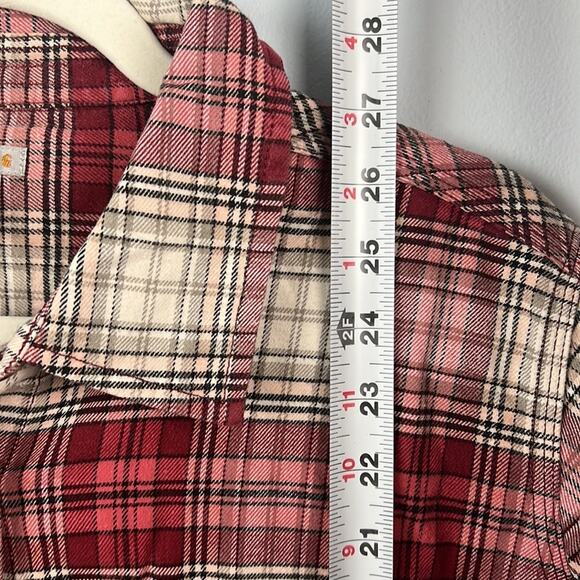 Carhartt womens XL flannel plaid button down top - Picture 6 of 7